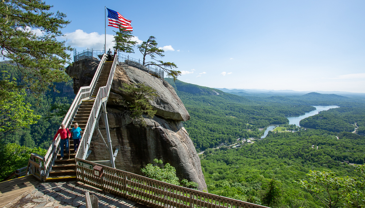 View of Chimney Rock with Lake Lure in the background